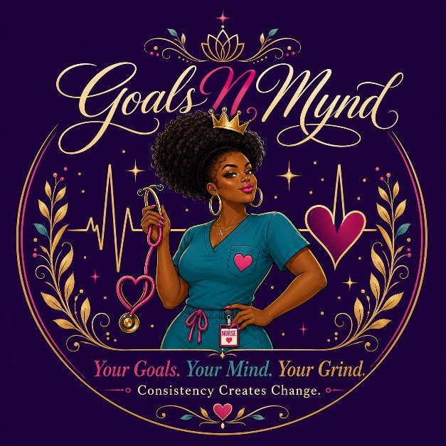GoalsNMynd brand illustration of a nurse with stethoscope